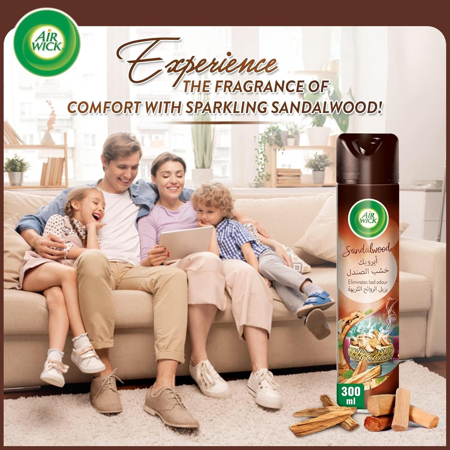 Air Wick Aerosol Air Freshener – Sandalwood Scent – 300ml | Odour Neutralizer Spray for Home, Office & More - Image 5