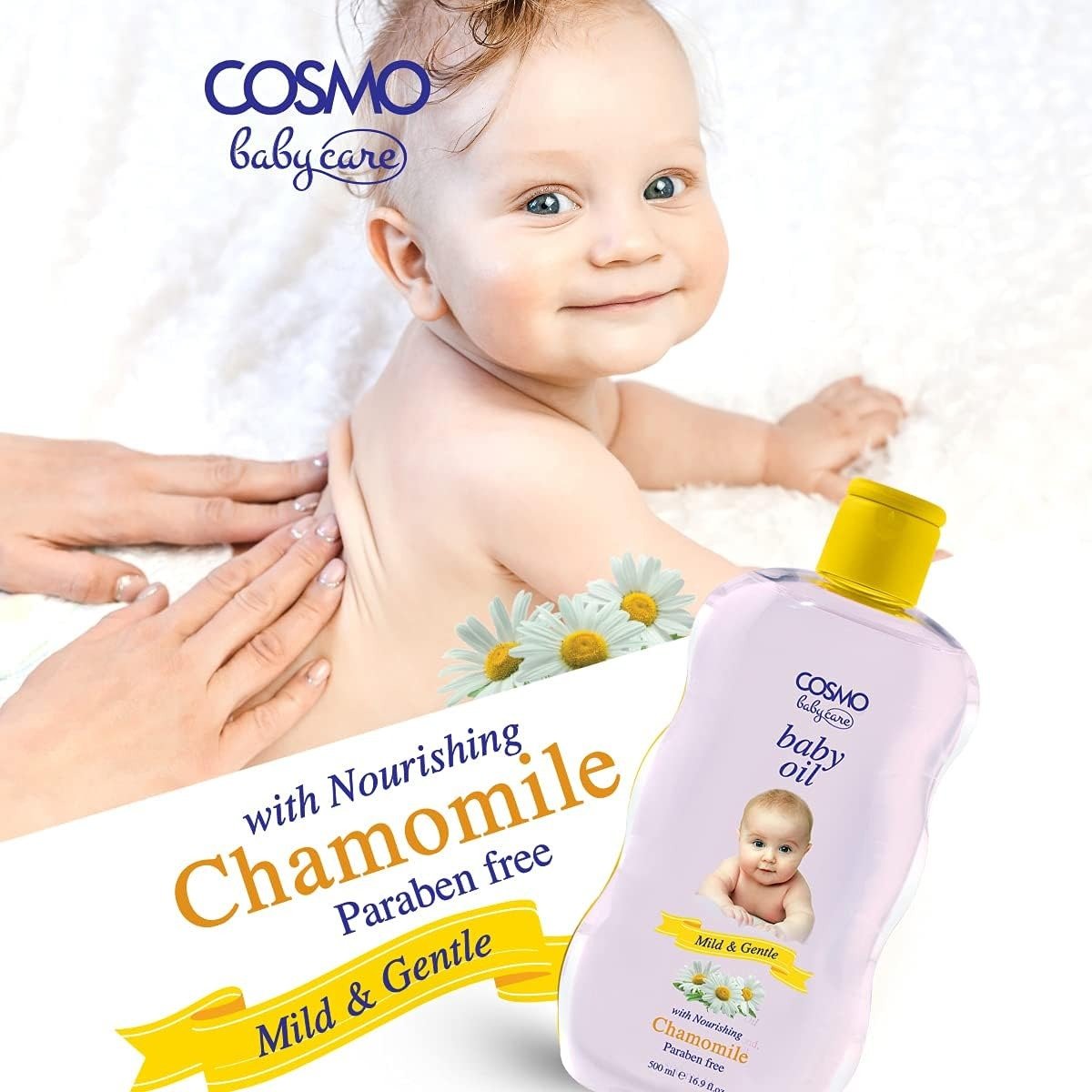 CD COSMO DESIGNS Baby Care - Mild & Gentle 500ML Baby Oil - With Nourishing, Chamomile & Paraben Free - Image 2