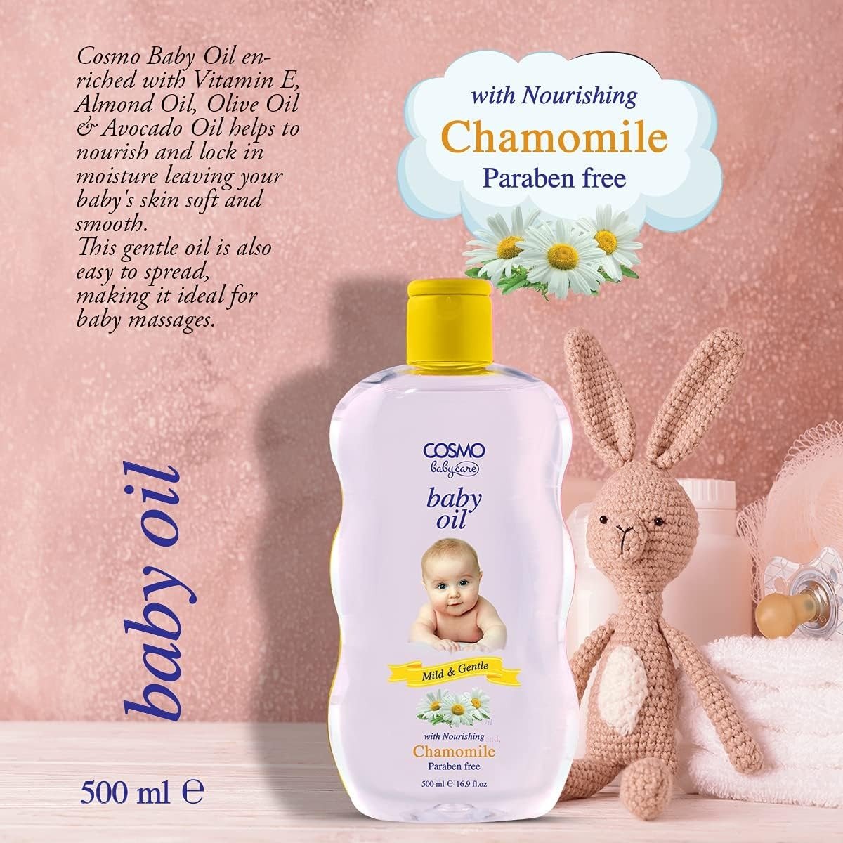 CD COSMO DESIGNS Baby Care - Mild & Gentle 500ML Baby Oil - With Nourishing, Chamomile & Paraben Free - Image 4