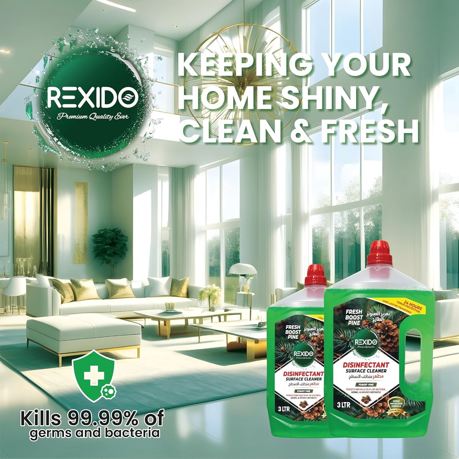 REXIDO High Power Antibacterial Floor Cleaner (Forest Pine) – 3L: - Image 5