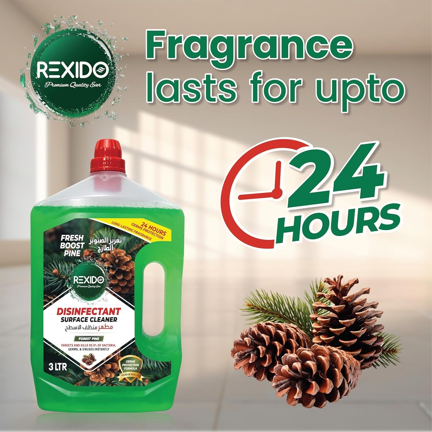 REXIDO High Power Antibacterial Floor Cleaner (Forest Pine) – 3L: - Image 9