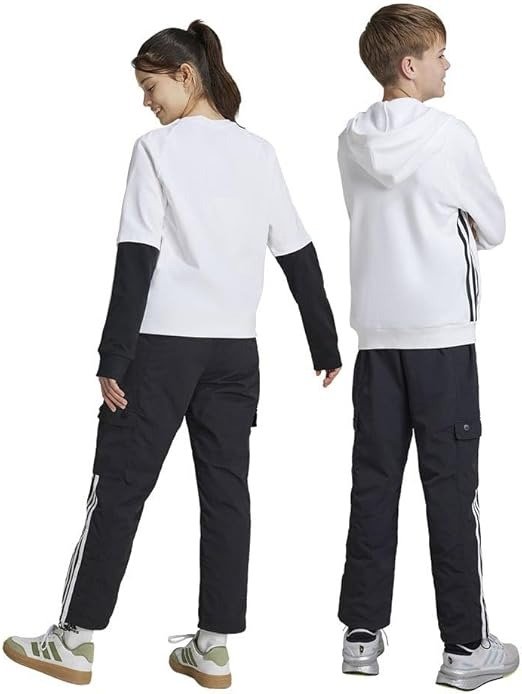 ADIDAS Street Jam Junior Cargo Pants – Loose Fit, Recycled Nylon, Adjustable Waist – White (13–14 Years) - Image 4