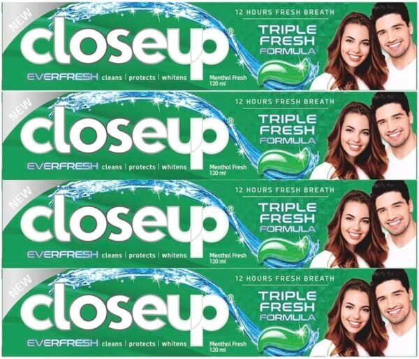 Close Up Triple Fresh Formula Gel Toothpaste, Menthol Fresh, 75Ml (Pack Of 4)