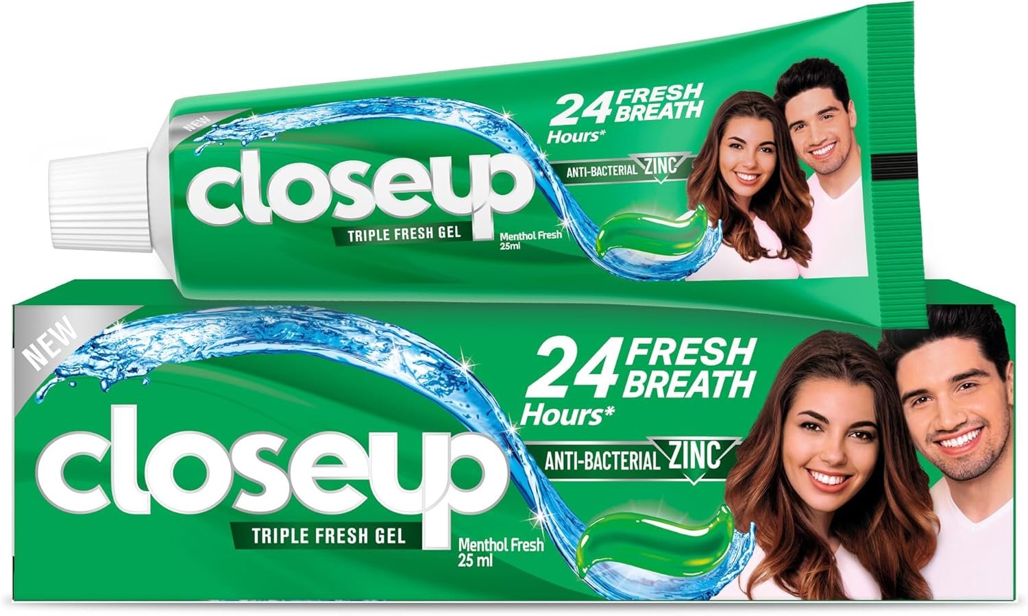Closeup Triple Fresh Gel Toothpaste, Menthol Fresh, for 24HR fresh breath, 75ml