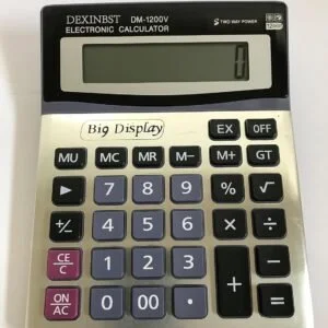 DM-1200V Electronic Calculator – 12-Digit LCD Display with Two-Way Power & Metal Cover