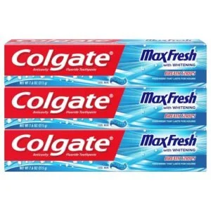 Colgate Max Fresh Toothpaste with Mini Breath Strips, Cool Mint – 7.6 oz (3 Pack)