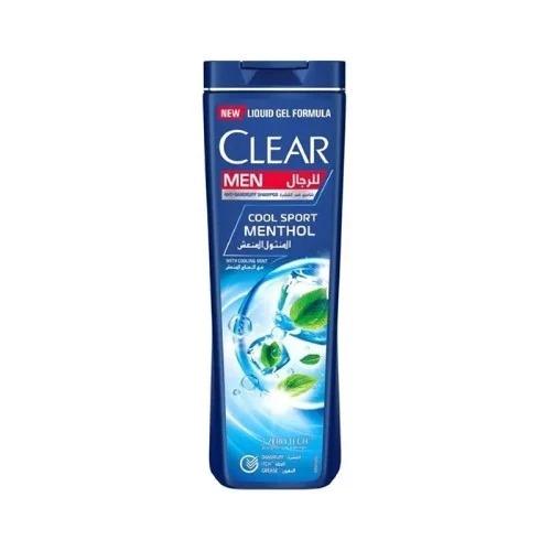 Clear Men Cool Sport Menthol Anti-Dandruff Shampoo with Vitamin B3 & Taurine for Greasy Scalp, Removes Germs, Dirt & Flakes, Triple Anti-Dandruff Technology, Refreshing Fragrance 350 ml