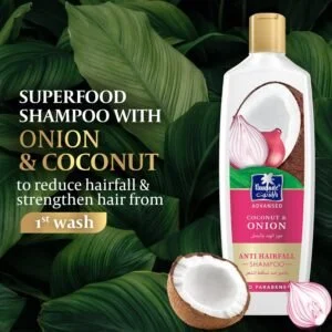 Parachute Advansed Anti-Hairfall Shampoo with Onion & Coconut | Strengthens Hair & Reduces Hairfall| Purifies Scalp | 0% Harmful Chemicals | 340ml