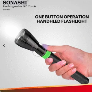 Sonashi Rechargeable LED Torch Light -  Flash Light w/Hyper Bright CREE LED Bulb, Rechargeable Battery, Long Range 1KM | Outdoor Equipment Black Metal